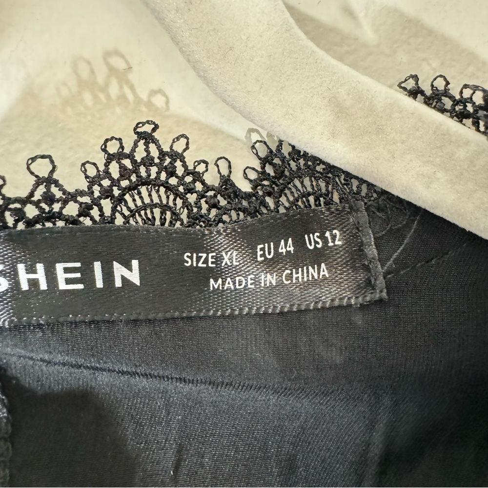 Shein Black Sheer Lace Balloon Sleeve Blouse - Picture 7 of 9
